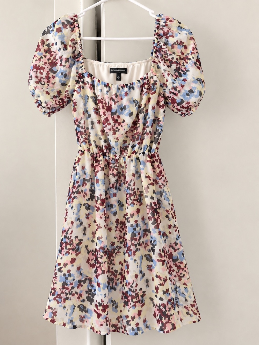 Banana Republic Floral Puff Sleeve Mini Dress Size M